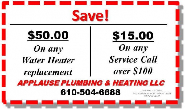 Save $50 on Water Heater Replacement or $15 on any service call over $100