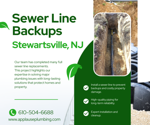 Sewer Line Backup Installation in Stewartsville, New Jersey.
